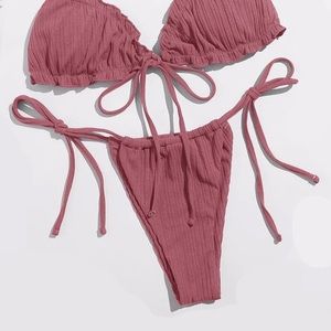 Ribbed Tanga Sexy Tie Bikini Bottoms | Medium 💓